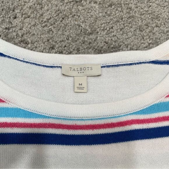Talbots Nautical Striped Ruffle Hem Sweater Size M - Picture 6 of 10